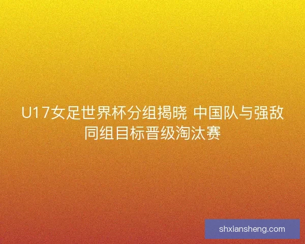 U17女足世界杯分组揭晓 中国队与强敌同组目标晋级淘汰赛